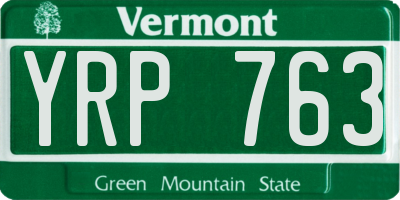 VT license plate YRP763