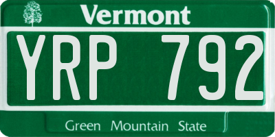 VT license plate YRP792