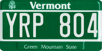 VT license plate YRP804