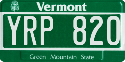 VT license plate YRP820