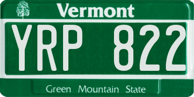 VT license plate YRP822
