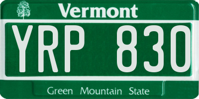 VT license plate YRP830