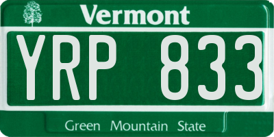VT license plate YRP833