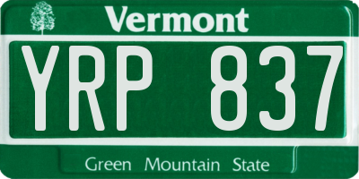 VT license plate YRP837