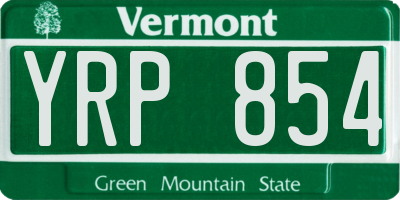 VT license plate YRP854