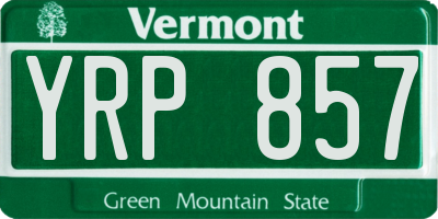 VT license plate YRP857