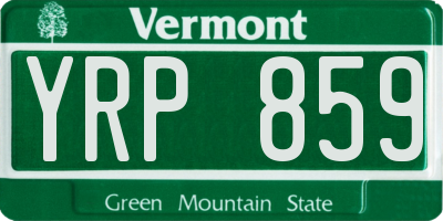 VT license plate YRP859