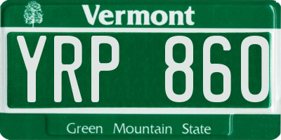 VT license plate YRP860