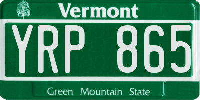 VT license plate YRP865