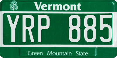 VT license plate YRP885