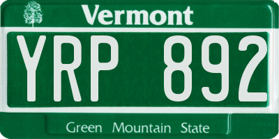 VT license plate YRP892
