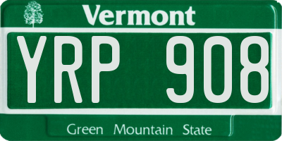 VT license plate YRP908