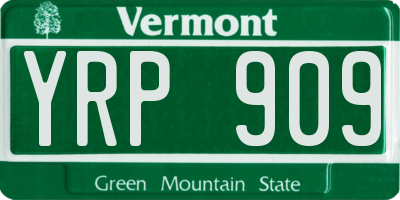 VT license plate YRP909