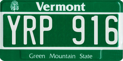 VT license plate YRP916