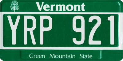 VT license plate YRP921