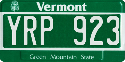 VT license plate YRP923