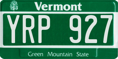 VT license plate YRP927