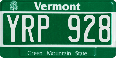 VT license plate YRP928