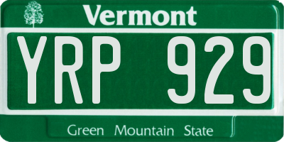 VT license plate YRP929