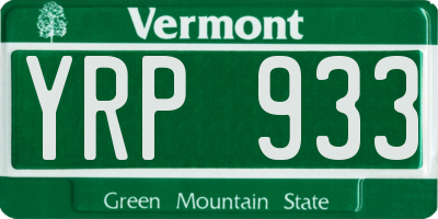 VT license plate YRP933