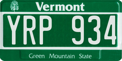 VT license plate YRP934