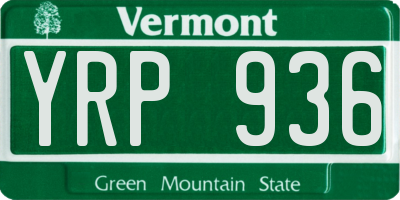 VT license plate YRP936