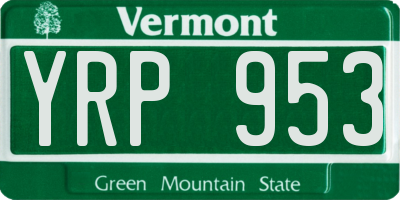 VT license plate YRP953