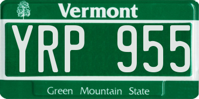 VT license plate YRP955