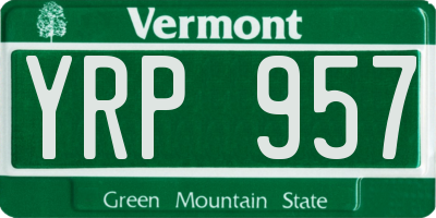 VT license plate YRP957