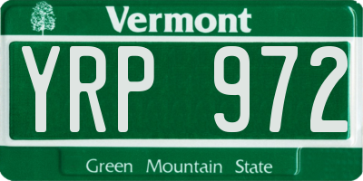 VT license plate YRP972