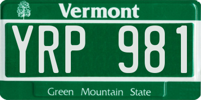 VT license plate YRP981