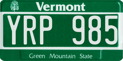 VT license plate YRP985