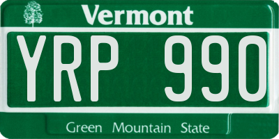 VT license plate YRP990