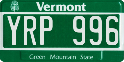 VT license plate YRP996