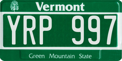 VT license plate YRP997