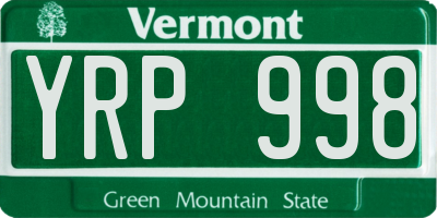 VT license plate YRP998