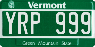 VT license plate YRP999
