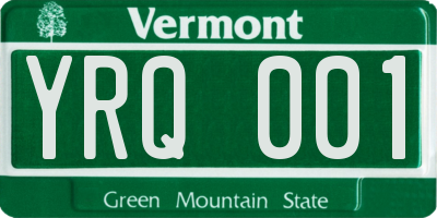 VT license plate YRQ001