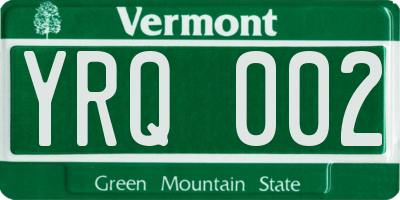 VT license plate YRQ002