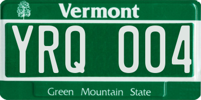 VT license plate YRQ004