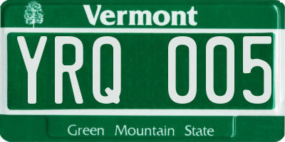 VT license plate YRQ005