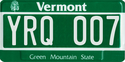 VT license plate YRQ007