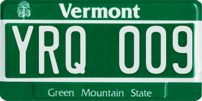 VT license plate YRQ009