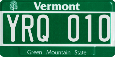 VT license plate YRQ010