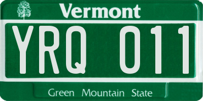 VT license plate YRQ011