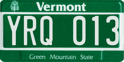 VT license plate YRQ013