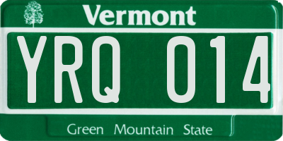 VT license plate YRQ014