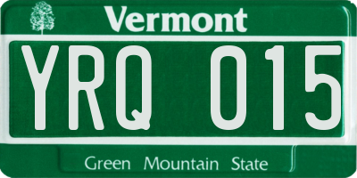VT license plate YRQ015
