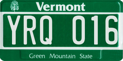 VT license plate YRQ016