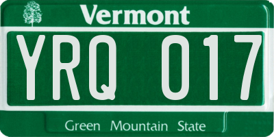 VT license plate YRQ017